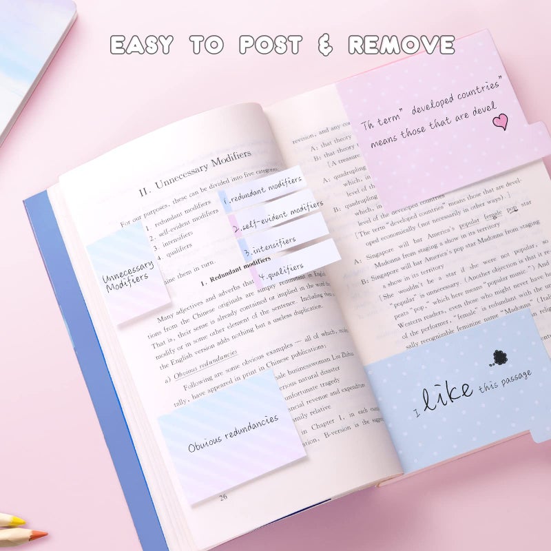 Hommie Sticky Notes Set Tabs 410 Pack Color Pads Divider Sticky Notes with Bookmark Index for School Supplies, 60 Ruled, 40 Per Dotted, 60 Per Rectangular, 6x25 Index Tabs - Image 3